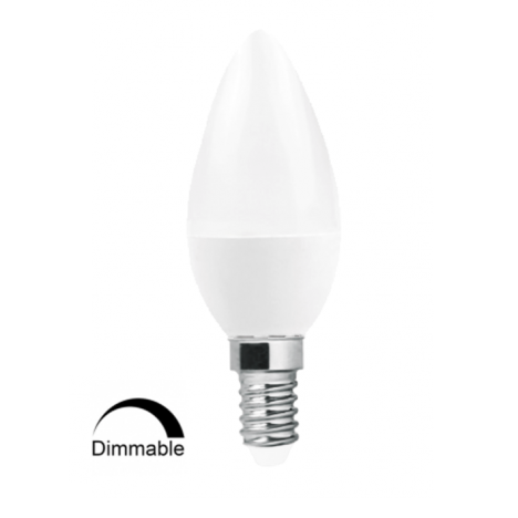 Λάμπα κεράκι LED DIMMABLE E14 6W 6500K (ΨΥΧΡΟ) C37 240o 470Lm