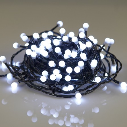 Χριστουγεννιάτικα φωτάκια  SMALL BALL 200 LED με πρόγραμμα μαύρο καλώδιο/λευκό φως 31V